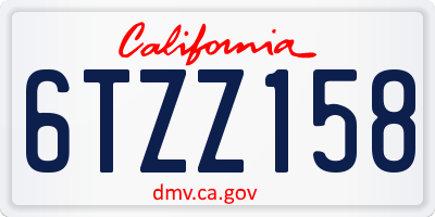 CA license plate 6TZZ158