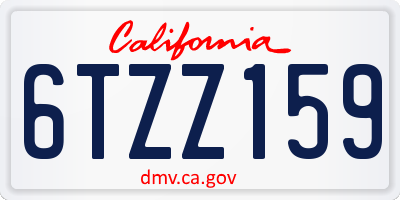 CA license plate 6TZZ159