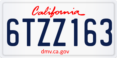 CA license plate 6TZZ163