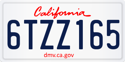 CA license plate 6TZZ165