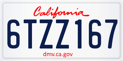 CA license plate 6TZZ167