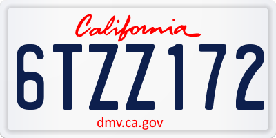CA license plate 6TZZ172