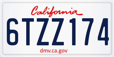 CA license plate 6TZZ174