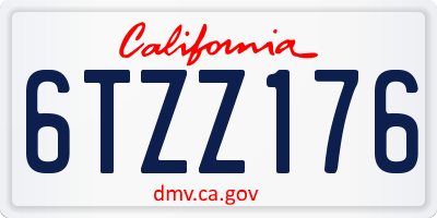 CA license plate 6TZZ176