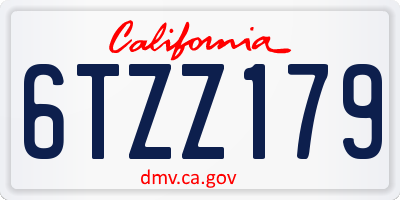 CA license plate 6TZZ179