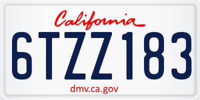 CA license plate 6TZZ183