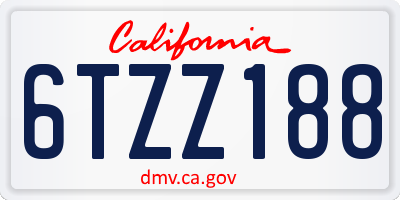 CA license plate 6TZZ188
