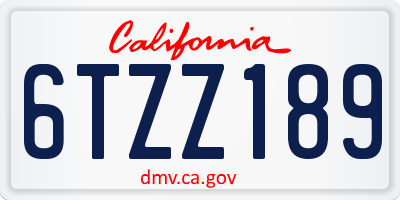 CA license plate 6TZZ189