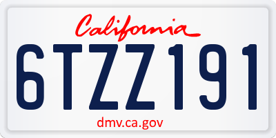 CA license plate 6TZZ191