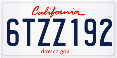 CA license plate 6TZZ192