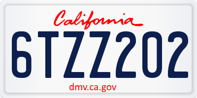 CA license plate 6TZZ202