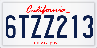 CA license plate 6TZZ213
