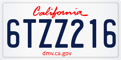 CA license plate 6TZZ216