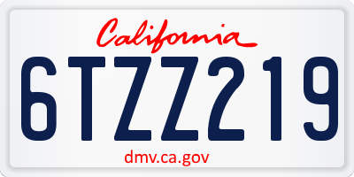 CA license plate 6TZZ219