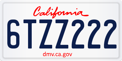 CA license plate 6TZZ222