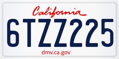 CA license plate 6TZZ225