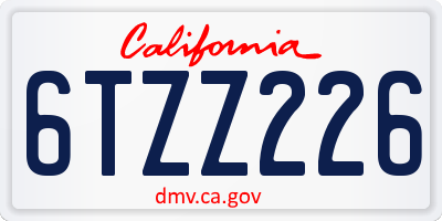 CA license plate 6TZZ226
