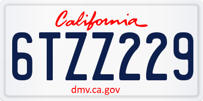 CA license plate 6TZZ229