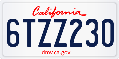 CA license plate 6TZZ230