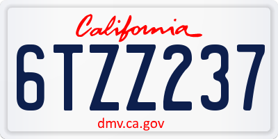 CA license plate 6TZZ237