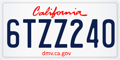 CA license plate 6TZZ240