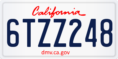 CA license plate 6TZZ248