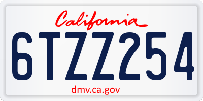 CA license plate 6TZZ254