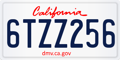 CA license plate 6TZZ256