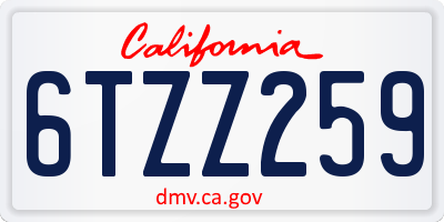 CA license plate 6TZZ259