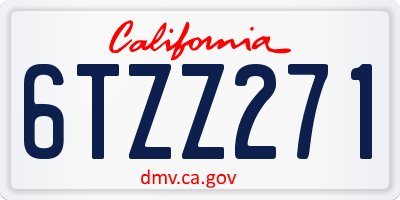 CA license plate 6TZZ271