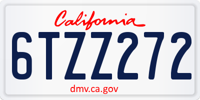 CA license plate 6TZZ272