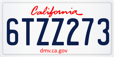 CA license plate 6TZZ273