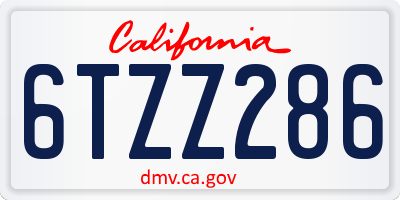 CA license plate 6TZZ286