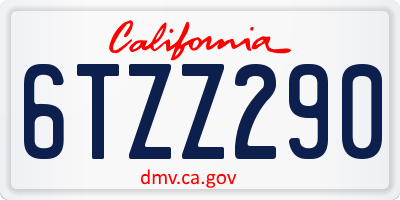 CA license plate 6TZZ290