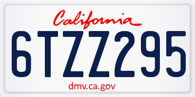 CA license plate 6TZZ295