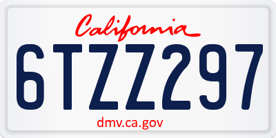CA license plate 6TZZ297