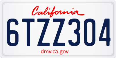 CA license plate 6TZZ304