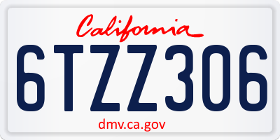 CA license plate 6TZZ306
