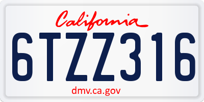 CA license plate 6TZZ316