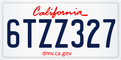 CA license plate 6TZZ327