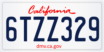 CA license plate 6TZZ329