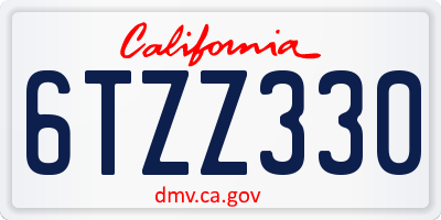 CA license plate 6TZZ330
