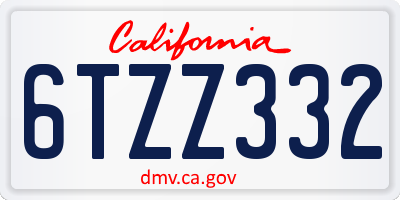 CA license plate 6TZZ332