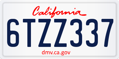 CA license plate 6TZZ337