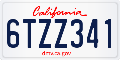 CA license plate 6TZZ341