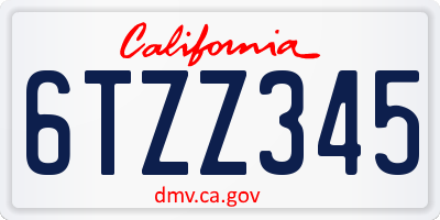 CA license plate 6TZZ345