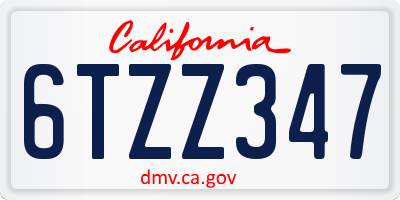 CA license plate 6TZZ347