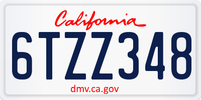CA license plate 6TZZ348