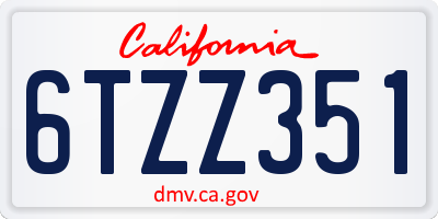 CA license plate 6TZZ351