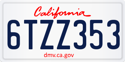 CA license plate 6TZZ353